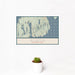 12x18 Acadia National Park Map Print Landscape Orientation in Woodblock Style With Small Cactus Plant in White Planter