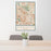 24x36 Addison Illinois Map Print Portrait Orientation in Woodblock Style Behind 2 Chairs Table and Potted Plant