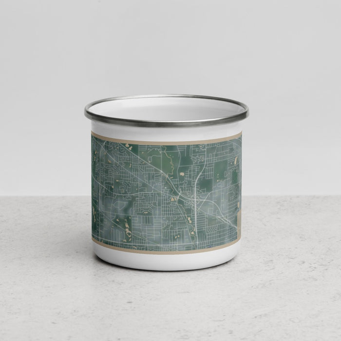 Front View Custom Addison Illinois Map Enamel Mug in Afternoon