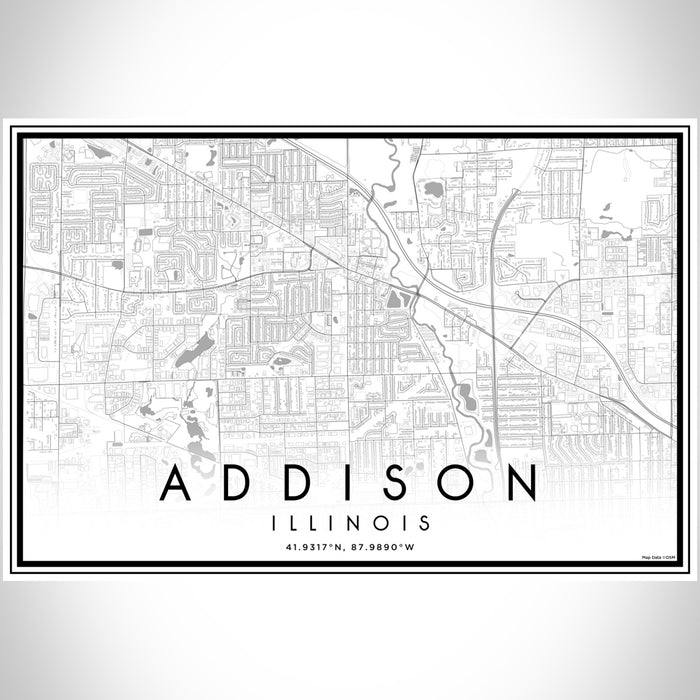 Addison Illinois Map Print Landscape Orientation in Classic Style With Shaded Background
