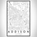 Addison Illinois Map Print Portrait Orientation in Classic Style With Shaded Background