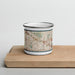 Front View Custom Addison Illinois Map Enamel Mug in Woodblock on Cutting Board
