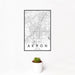 12x18 Akron Ohio Map Print Portrait Orientation in Classic Style With Small Cactus Plant in White Planter