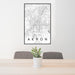 24x36 Akron Ohio Map Print Portrait Orientation in Classic Style Behind 2 Chairs Table and Potted Plant