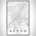 Akron Ohio Map Print Portrait Orientation in Classic Style With Shaded Background