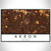 Akron Ohio Map Print Landscape Orientation in Ember Style With Shaded Background