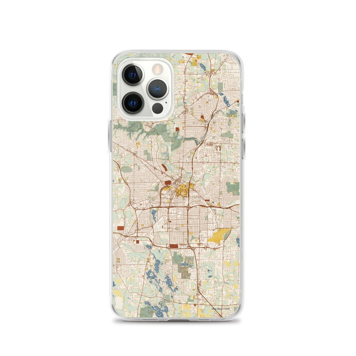 Custom Akron Ohio Map iPhone 12 Pro Phone Case in Woodblock
