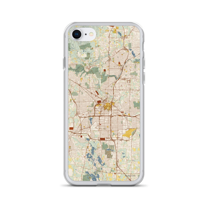 Custom Akron Ohio Map iPhone SE Phone Case in Woodblock
