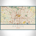 Akron Ohio Map Print Landscape Orientation in Woodblock Style With Shaded Background