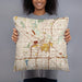 Person holding 18x18 Custom Akron Ohio Map Throw Pillow in Woodblock