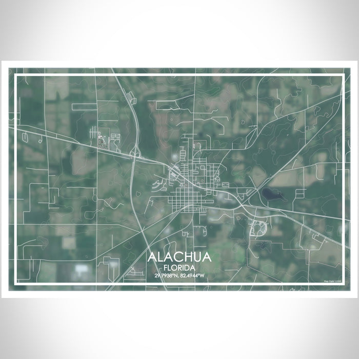 ALACHUA Florida Map Print Landscape Orientation in Afternoon Style With Shaded Background