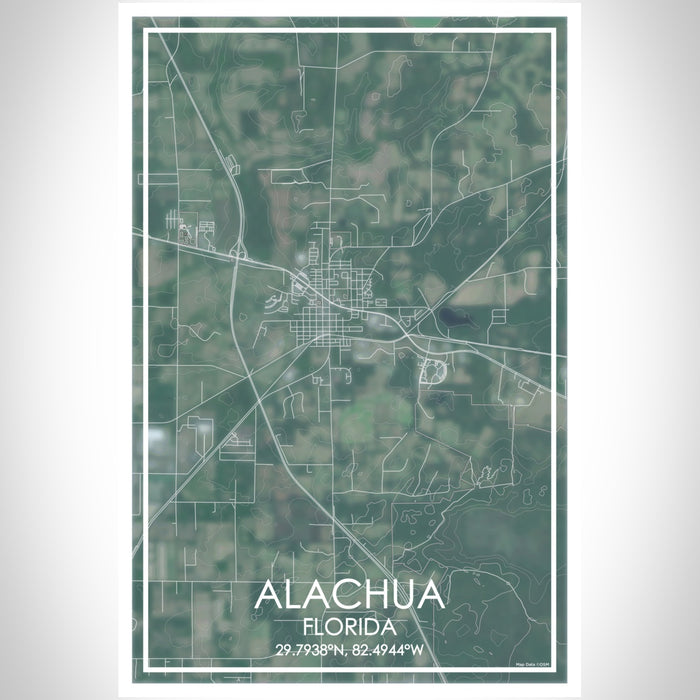 ALACHUA Florida Map Print Portrait Orientation in Afternoon Style With Shaded Background