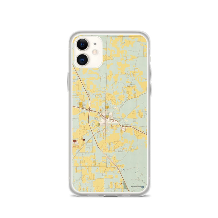 Custom iPhone 11 Alachua Florida Map Phone Case in Woodblock
