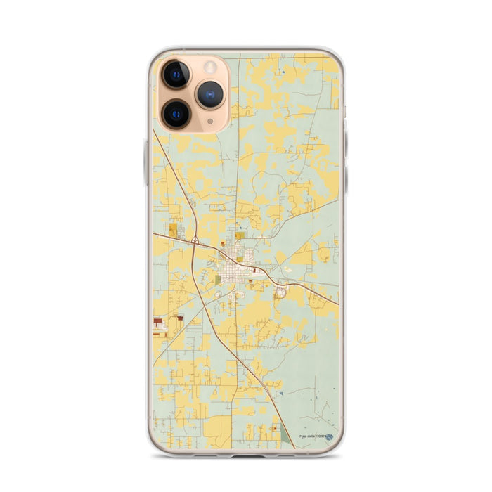 Custom iPhone 11 Pro Max Alachua Florida Map Phone Case in Woodblock