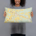 Person holding 20x12 Custom Alachua Florida Map Throw Pillow in Woodblock