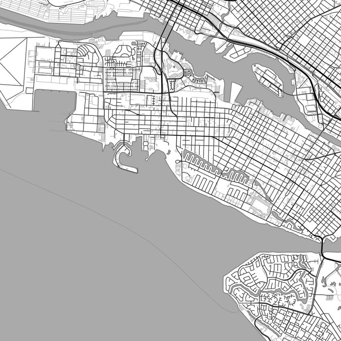 Alameda California Map Print in Classic Style Zoomed In Close Up Showing Details