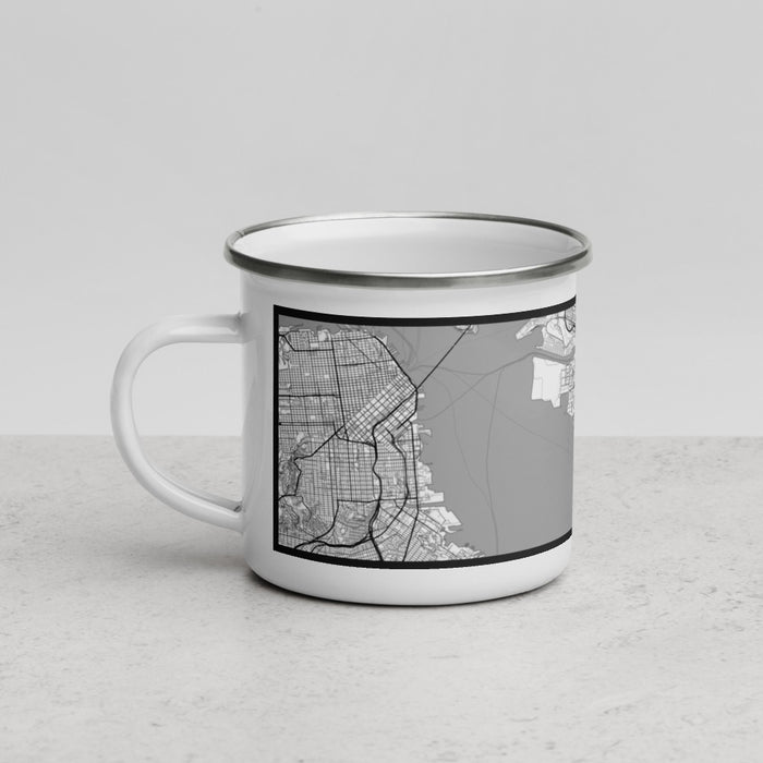 Left View Custom Alameda California Map Enamel Mug in Classic