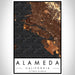 Alameda California Map Print Portrait Orientation in Ember Style With Shaded Background