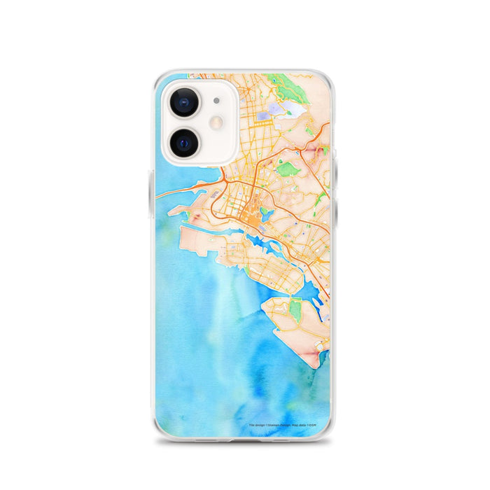 Custom Alameda California Map iPhone 12 Phone Case in Watercolor