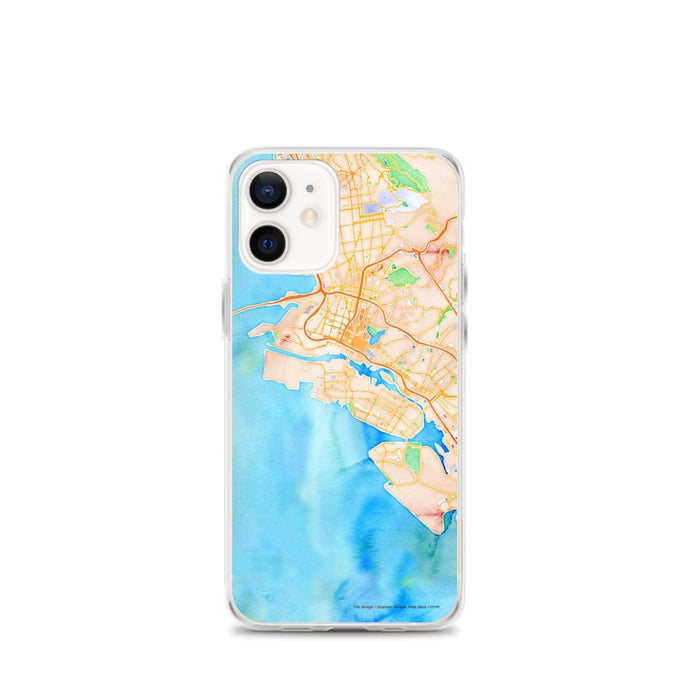 Custom Alameda California Map iPhone 12 mini Phone Case in Watercolor