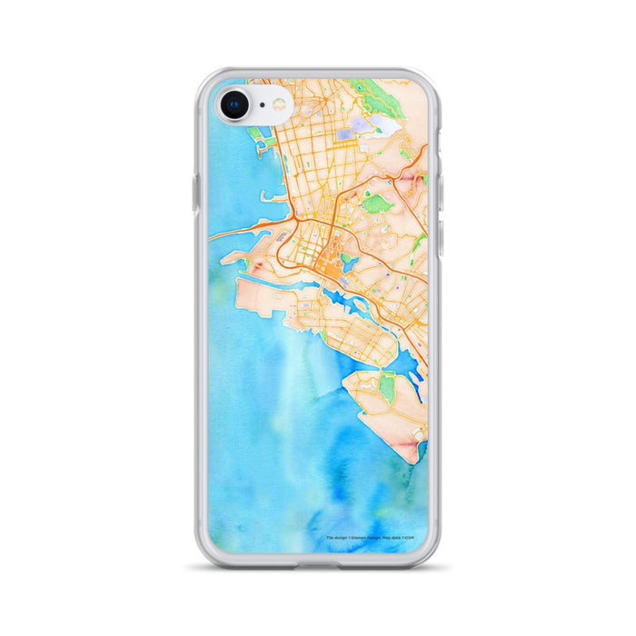 Custom Alameda California Map iPhone SE Phone Case in Watercolor