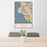24x36 Alameda California Map Print Portrait Orientation in Woodblock Style Behind 2 Chairs Table and Potted Plant