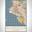 Alameda California Map Print Portrait Orientation in Woodblock Style With Shaded Background
