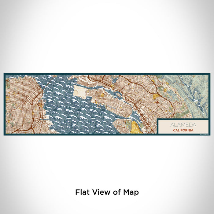 Flat View of Map Custom Alameda California Map Enamel Mug in Woodblock
