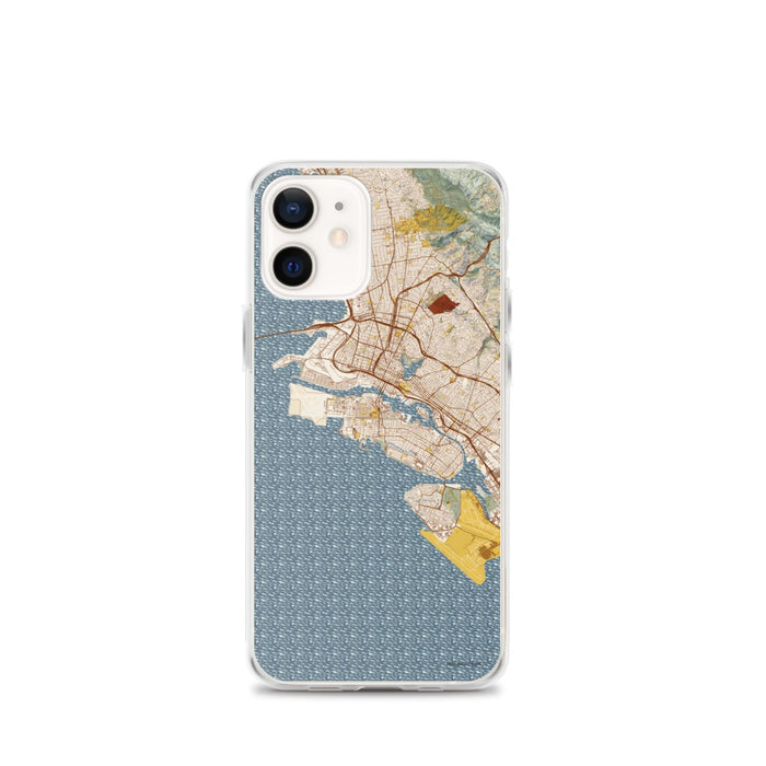 Custom Alameda California Map iPhone 12 mini Phone Case in Woodblock