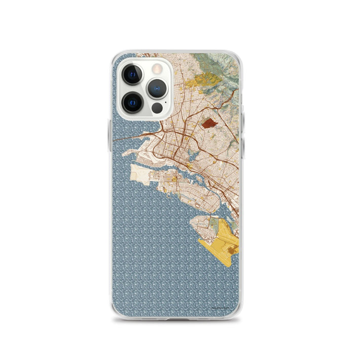 Custom Alameda California Map iPhone 12 Pro Phone Case in Woodblock