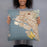 Person holding 18x18 Custom Alameda California Map Throw Pillow in Woodblock