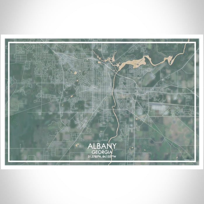ALBANY Georgia Map Print Landscape Orientation in Afternoon Style With Shaded Background