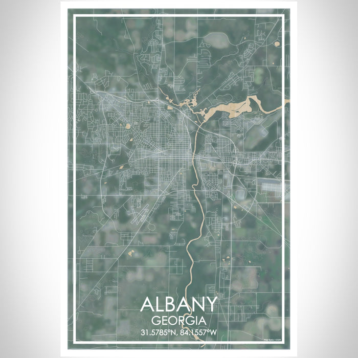 ALBANY Georgia Map Print Portrait Orientation in Afternoon Style With Shaded Background