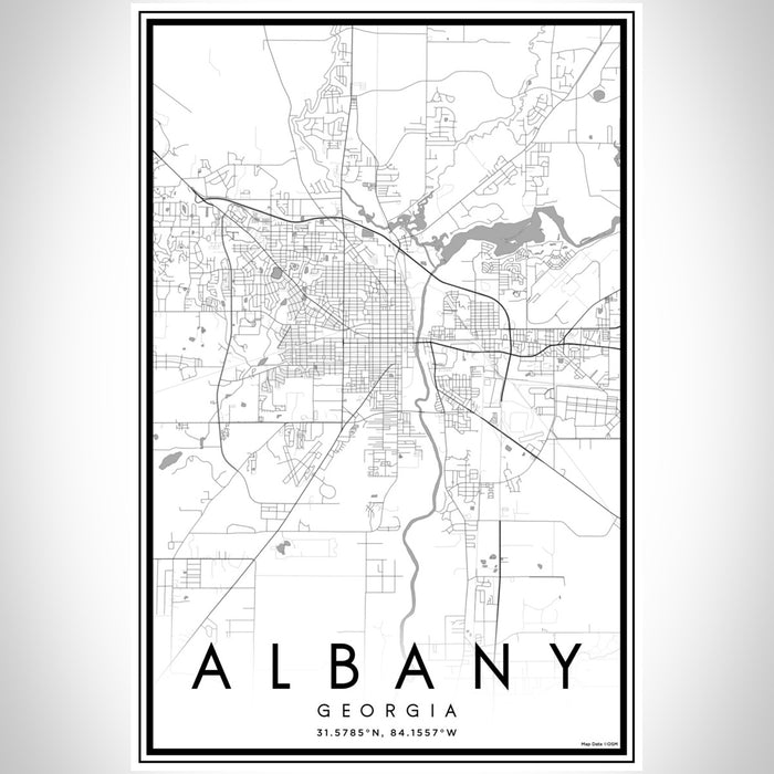 Albany Georgia Map Print Portrait Orientation in Classic Style With Shaded Background