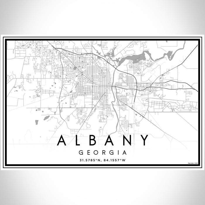 Albany Georgia Map Print Landscape Orientation in Classic Style With Shaded Background