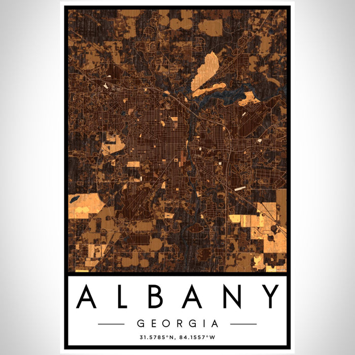 Albany Georgia Map Print Portrait Orientation in Ember Style With Shaded Background