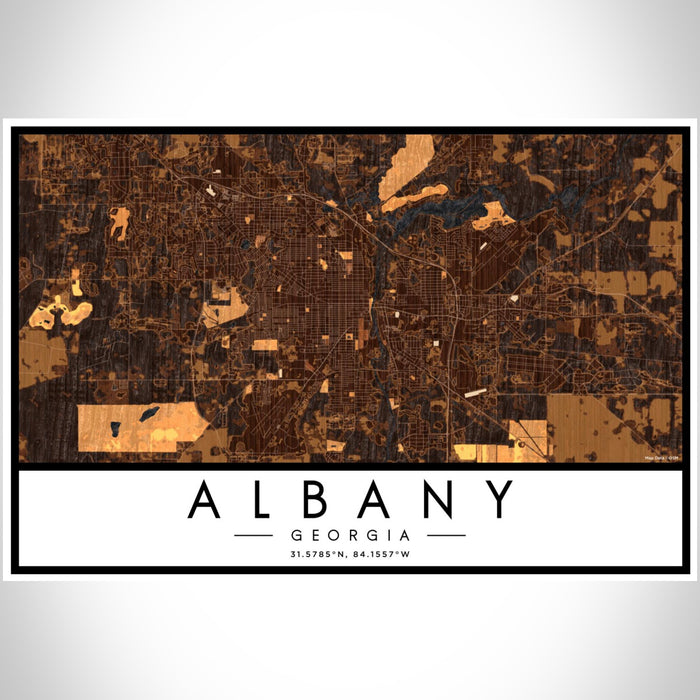 Albany Georgia Map Print Landscape Orientation in Ember Style With Shaded Background