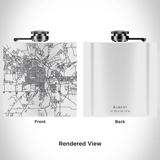 Rendered View of Albany Georgia Map Engraving on 6oz Stainless Steel Flask in White