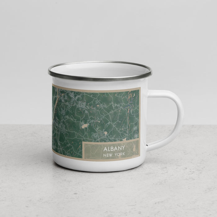 Right View Custom Albany New York Map Enamel Mug in Afternoon