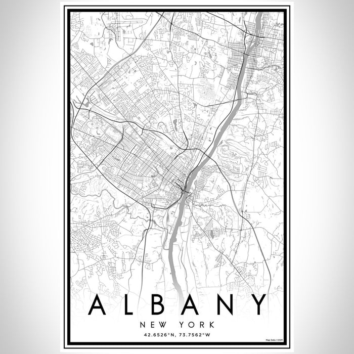 Albany New York Map Print Portrait Orientation in Classic Style With Shaded Background