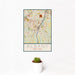 12x18 Albany New York Map Print Portrait Orientation in Woodblock Style With Small Cactus Plant in White Planter