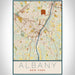 Albany New York Map Print Portrait Orientation in Woodblock Style With Shaded Background