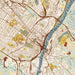 Albany New York Map Print in Woodblock Style Zoomed In Close Up Showing Details