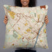Person holding 22x22 Custom Albany New York Map Throw Pillow in Woodblock