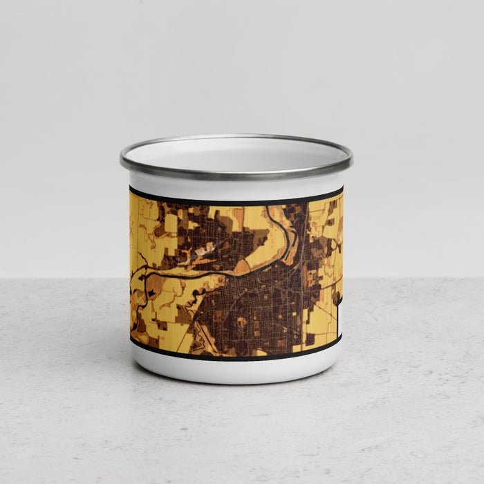 Front View Custom Albany Oregon Map Enamel Mug in Ember