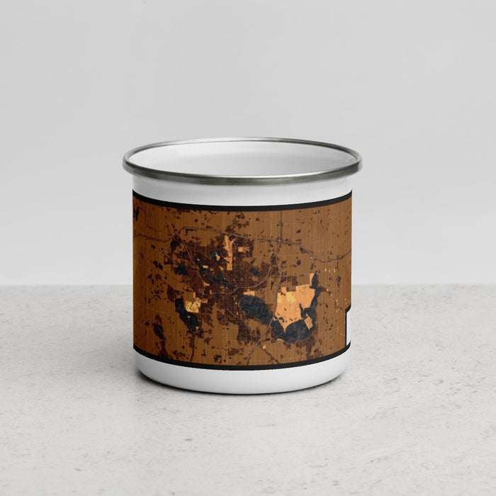 Front View Custom Albert Lea Minnesota Map Enamel Mug in Ember