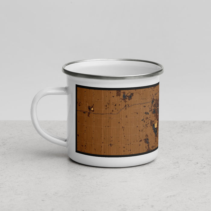 Left View Custom Albert Lea Minnesota Map Enamel Mug in Ember