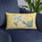Custom Albert Lea Minnesota Map Throw Pillow in Woodblock on Blue Colored Chair