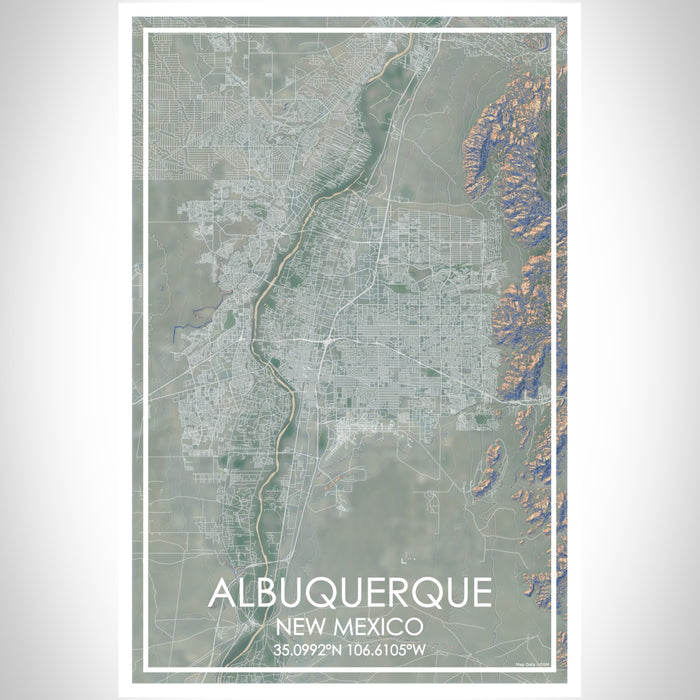 ALBUQUERQUE New Mexico Map Print Portrait Orientation in Afternoon Style With Shaded Background