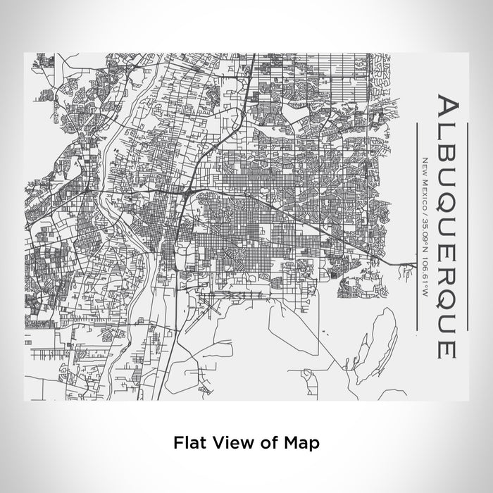 Rendered View of Albuquerque New Mexico Map Engraving on 20oz Stainless Steel Insulated Bottle with Bamboo Top in White